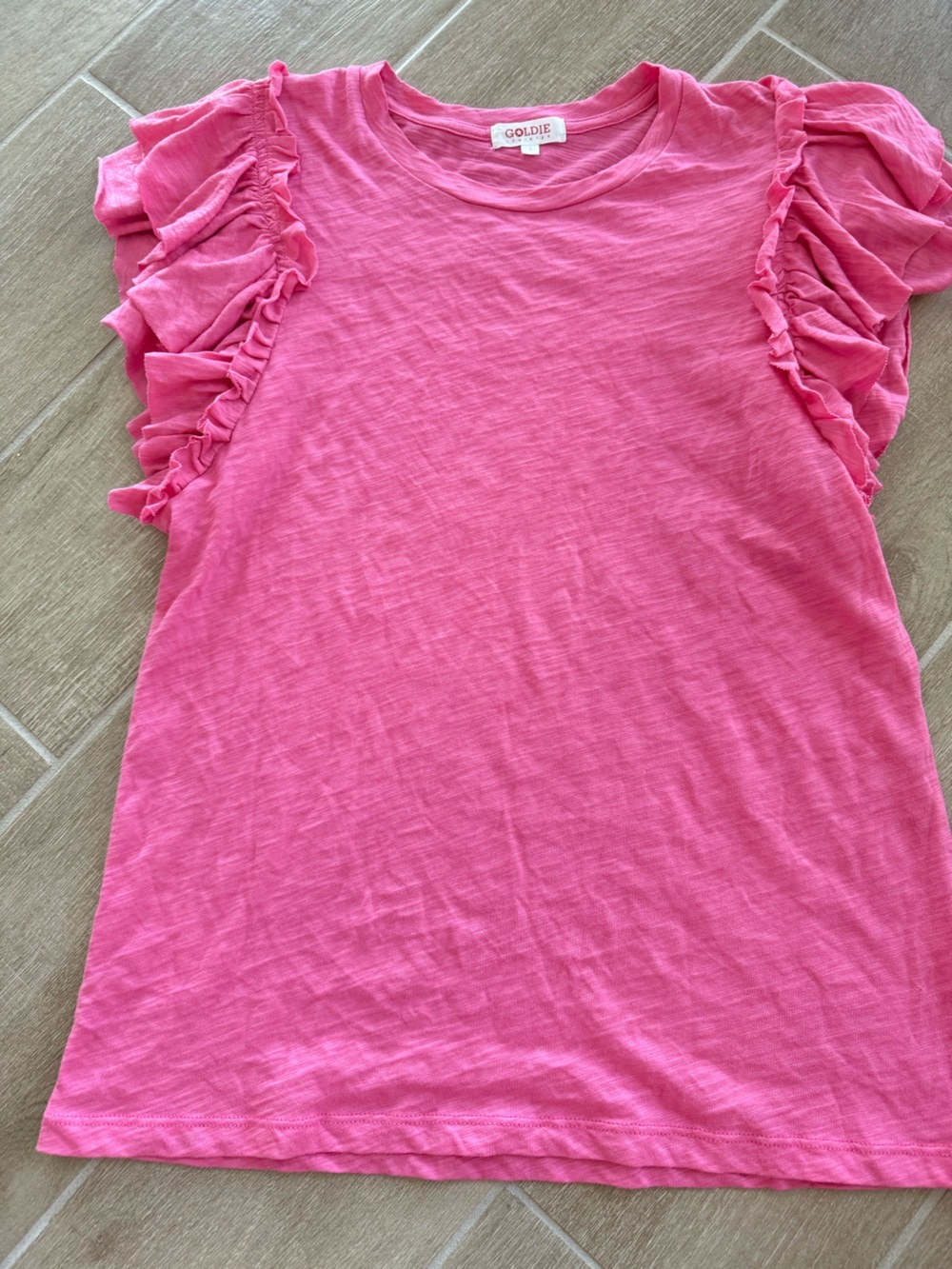 Goldie Ruffle Sleeve Hot Pink Tee